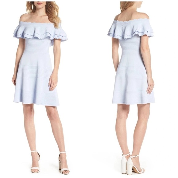 ELIZA J Off the Shoulder Fit & Flare Dress - Size Medium - Picture 1 of 14